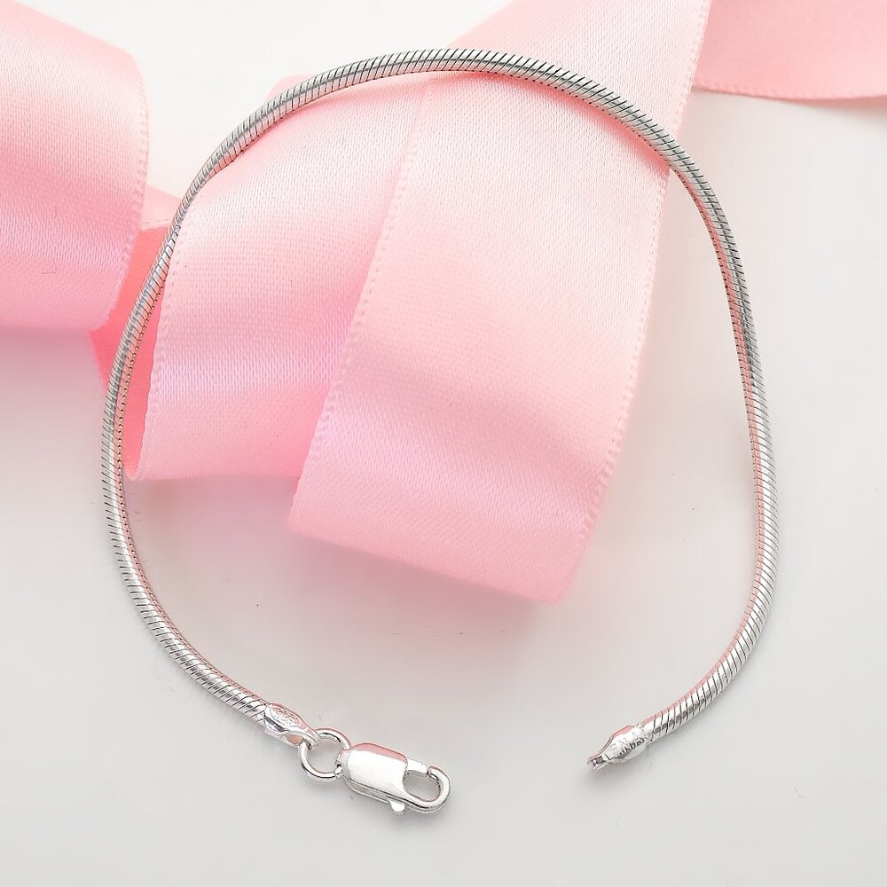Sterling Silver Flexible Snake Chain Bracelet Unisex Stamped 925 Italy, 7 inch
